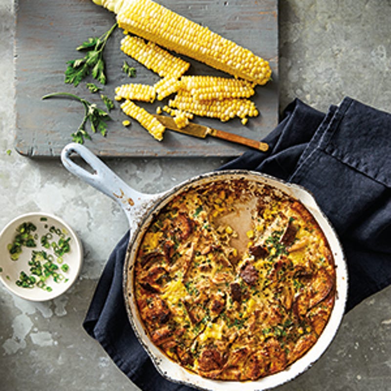 Foto van Hartige broodpudding met maïs en krab door WW