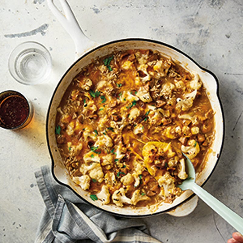 Foto van Kazige stoofschotel met worst, rijst en bloemkool door WW