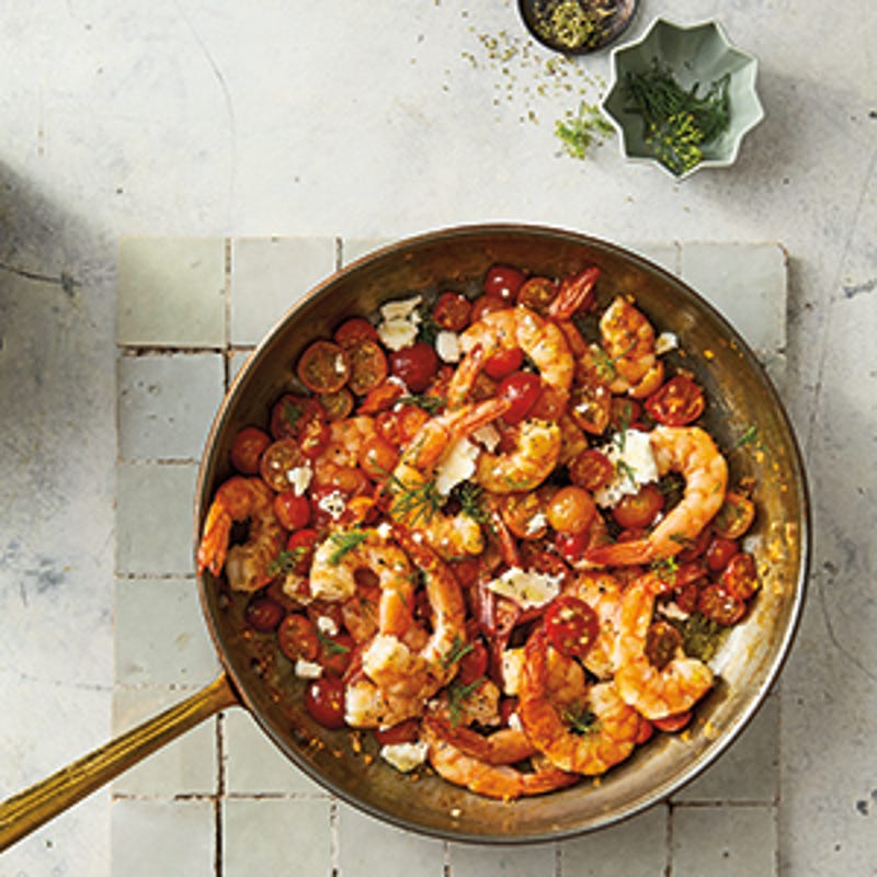 Foto van Gamba's met kerstomaten en feta door WW