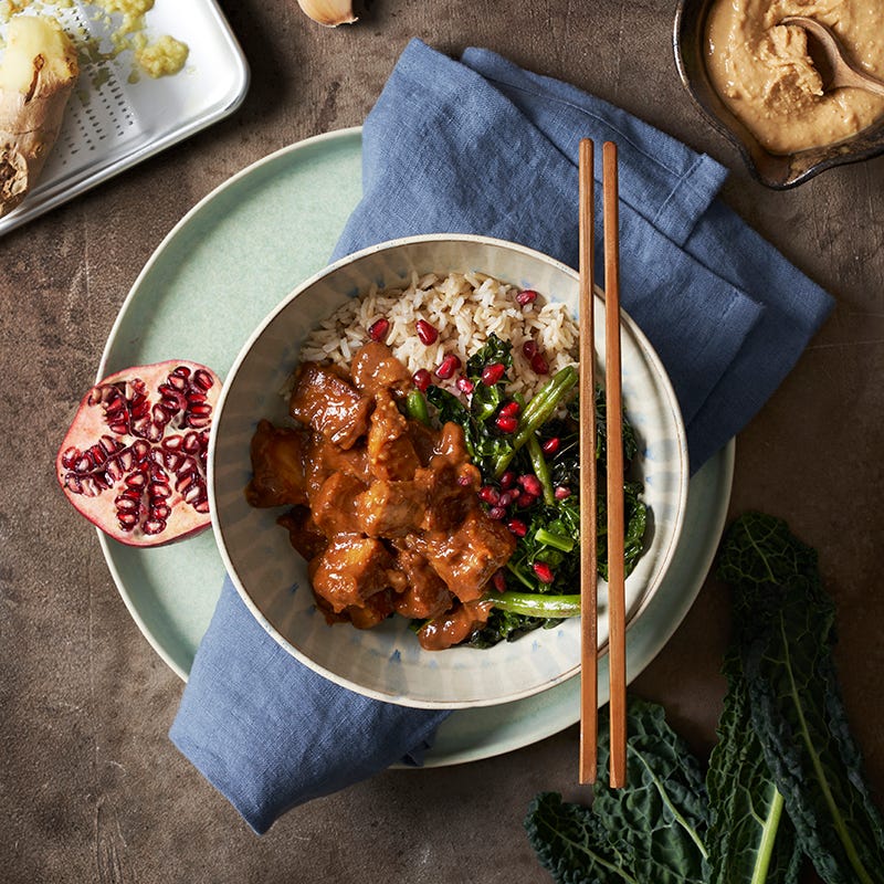 ViktVäktarna - Sötsyrlig seitan med granatäpple och kål