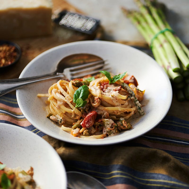 ViktVäktarna - Linguine med semitorkade tomater och sparris