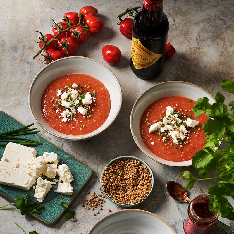ViktVäktarna - Grillad gazpacho med salladsost och rostat bovete