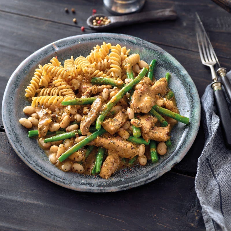 Kalbfleischpfanne mit Bohnen