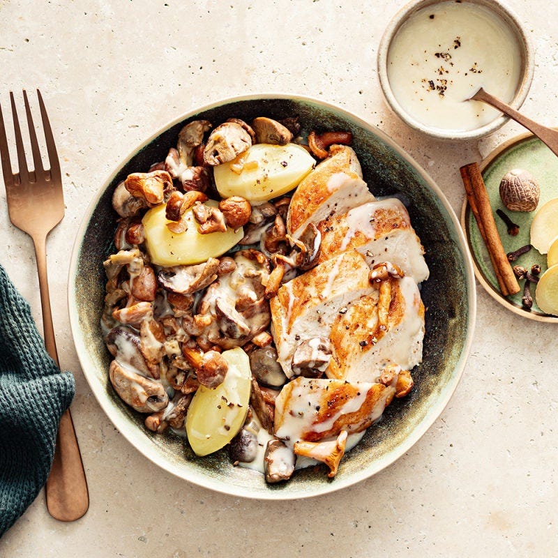 Blancs de poulet aux champignons des bois