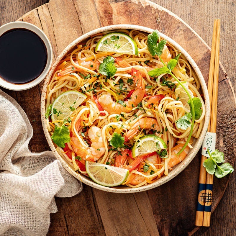 Nouilles sautées aux crevettes