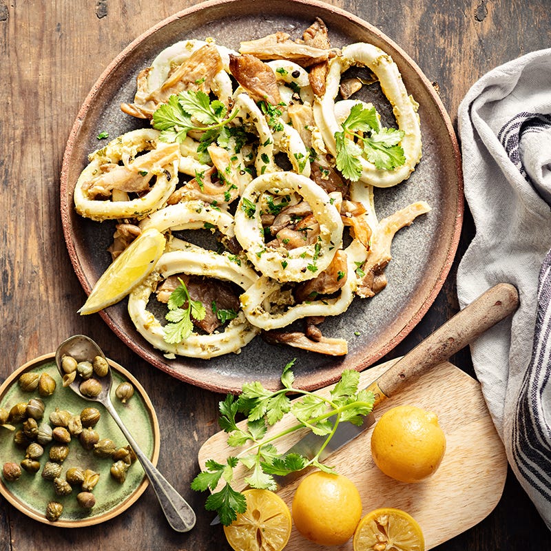 Sauté de calamars aux pleurottes
