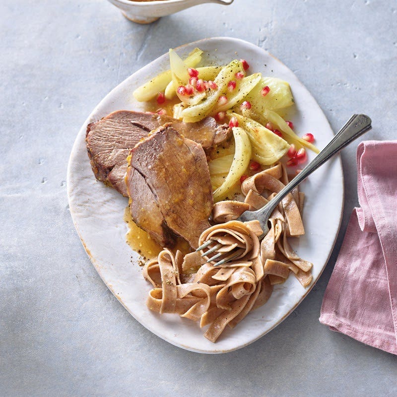 Lammbraten mit Orangen-Chili-Sauce