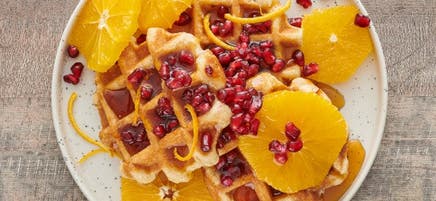 Orange-Pomegranate Buttermilk Waffles