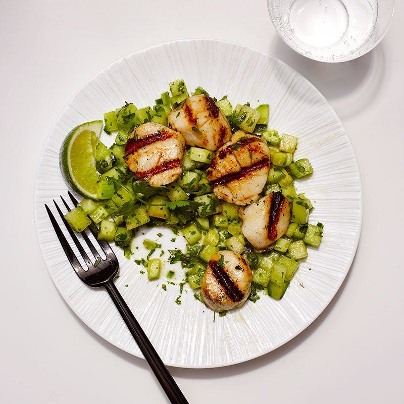 Photo de Pétoncles grillés avec salsa de melon miel et jalapeno par WW