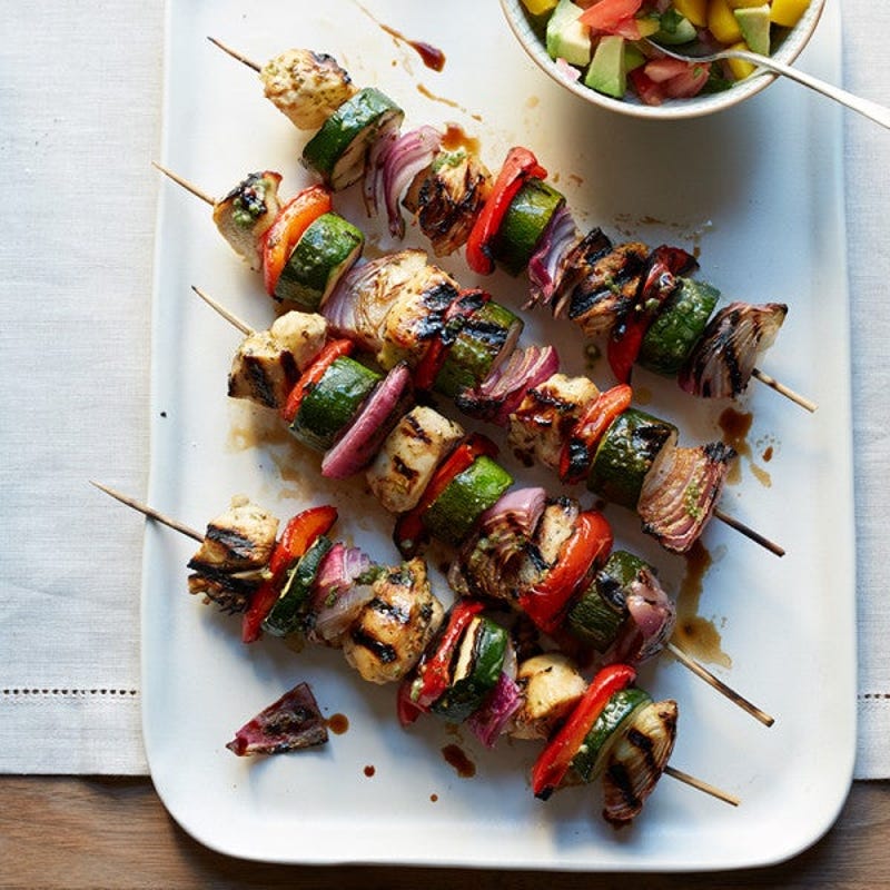 Photo of Grilled Chicken Kebabs with Mango-Avocado Salsa by WW