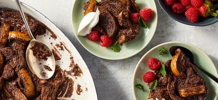 Rich chocolate bread pudding