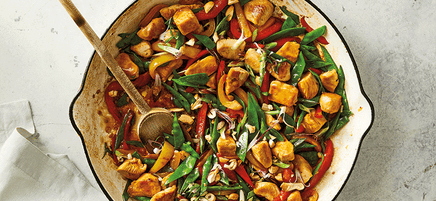 One-pan chicken with cashews and vegetables