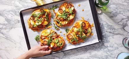 Apple & sausage 2-ingredient dough pizzas