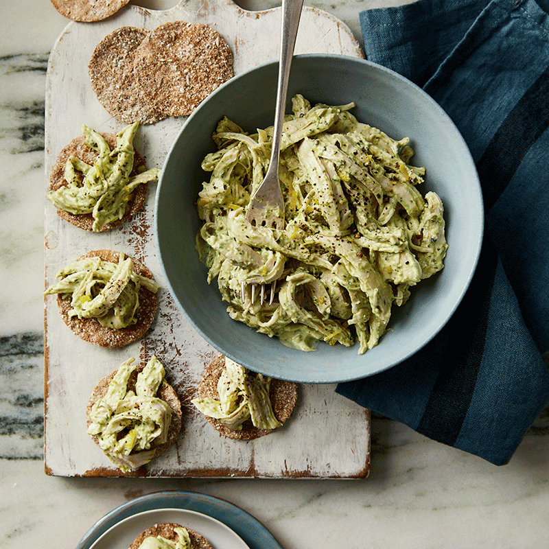 5 minute pesto chicken salad