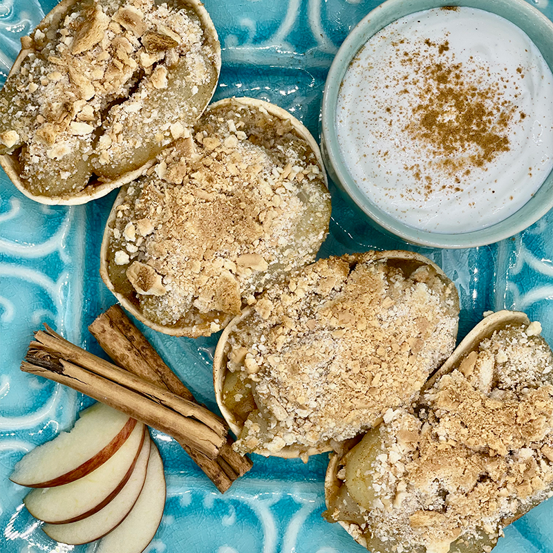 Apple boats with cream