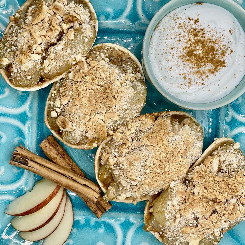 Apple boats with cream
