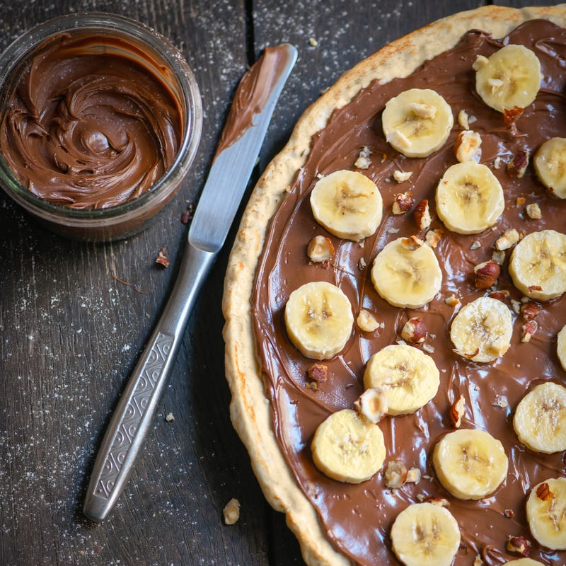 Foto van Pizza met hazelnootpasta en banaan door WW