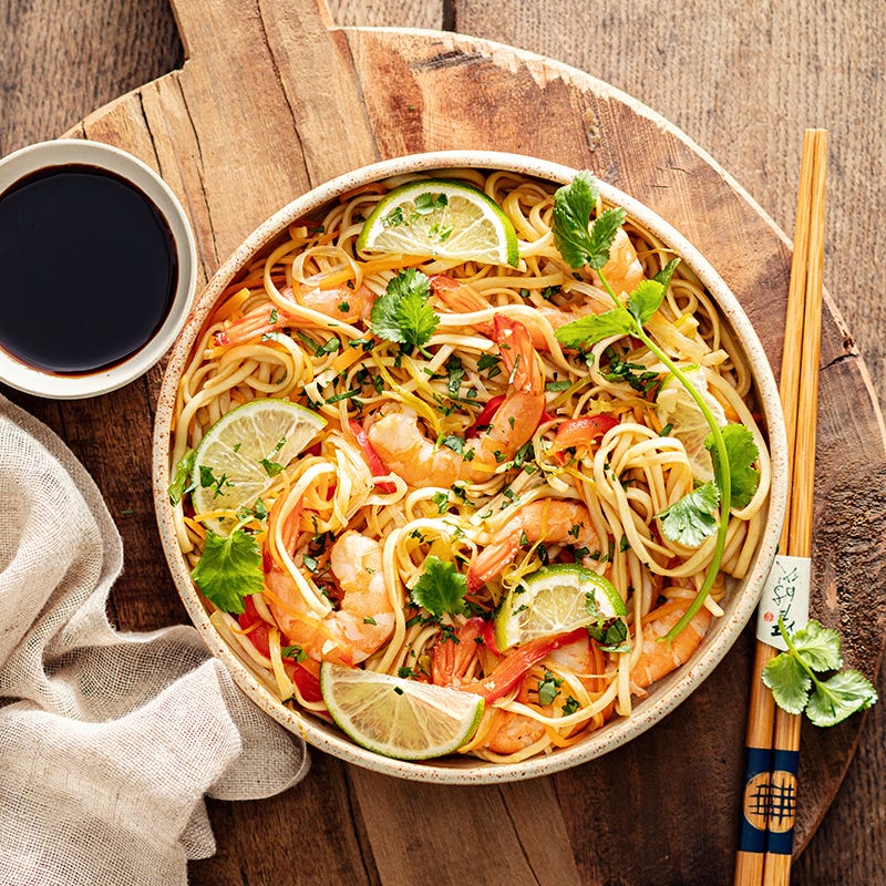Photo de Nouilles sautées aux crevettes prise par WW