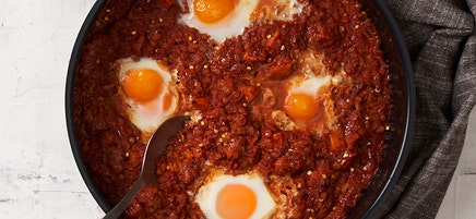 Shakshuka med linser och tikka masala