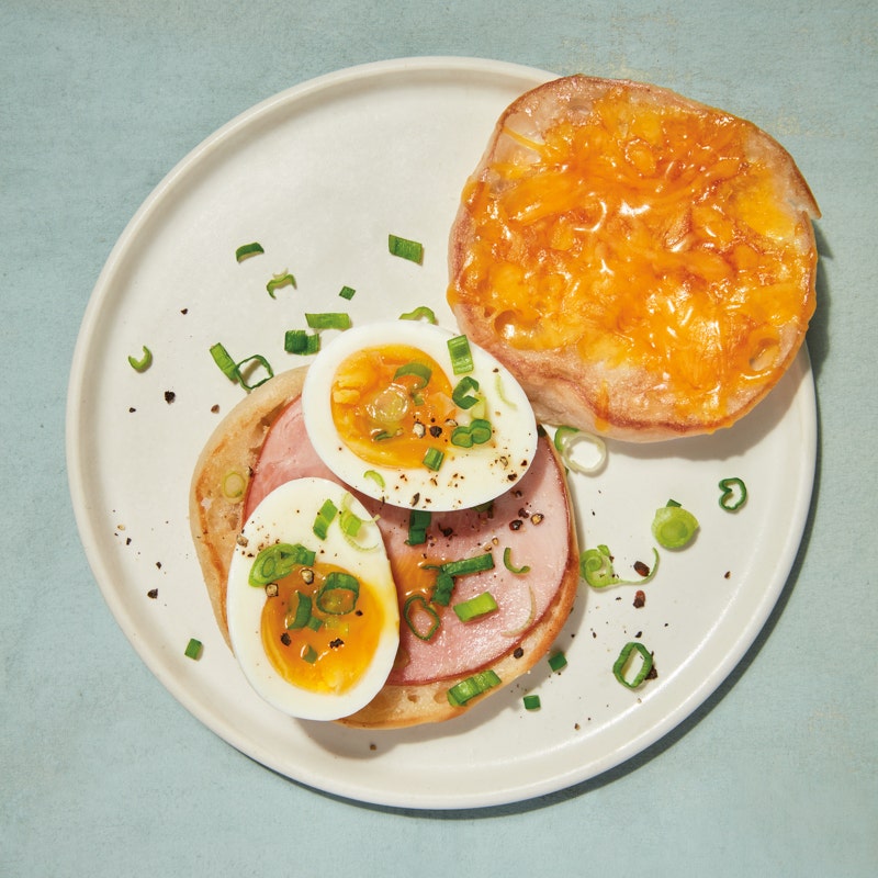 Jammy egg breakfast sandwich
