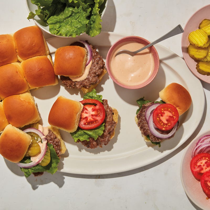 Smashed burger sliders
