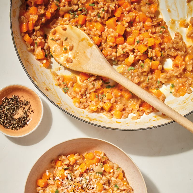 Farro risotto with butternut squash