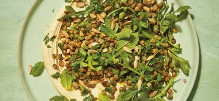 French lentil salad with spiced yogurt
