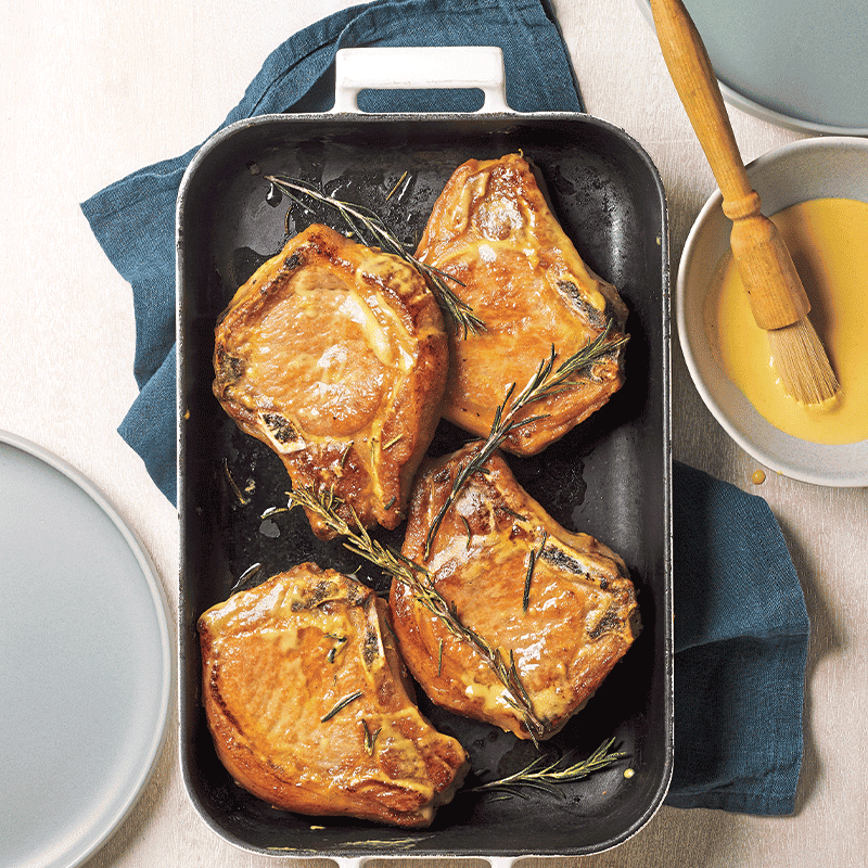 Honey-mustard roasted pork chops