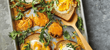 Cheesy egg-in-a-hole tray bake