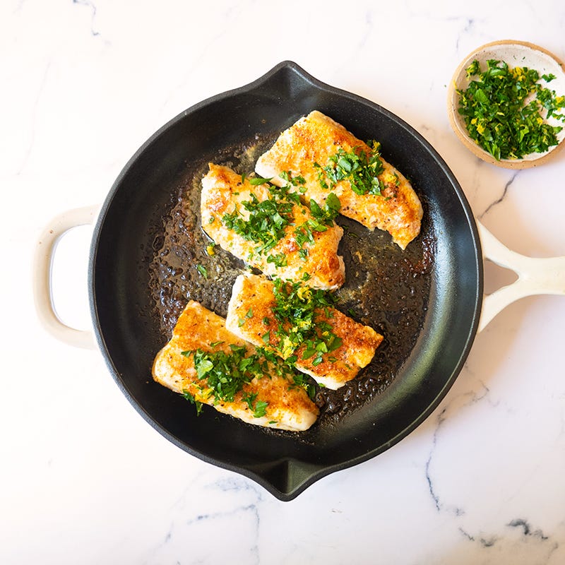 Photo of Grilled cast-iron skillet cod fillets by WW