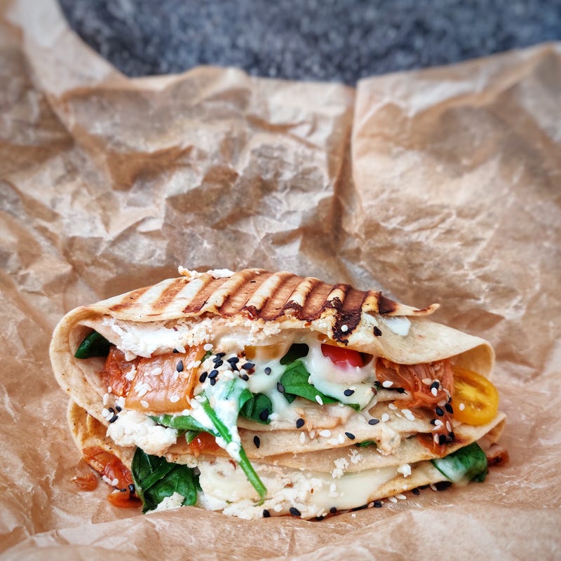 Foto van Gegrilde wrap met spinazie en kaas door WW