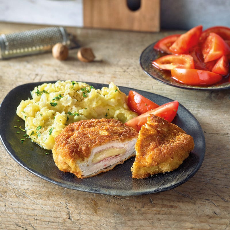 Schnitzel Cordon Bleu mit Kartoffel-Sellerie-Stampf