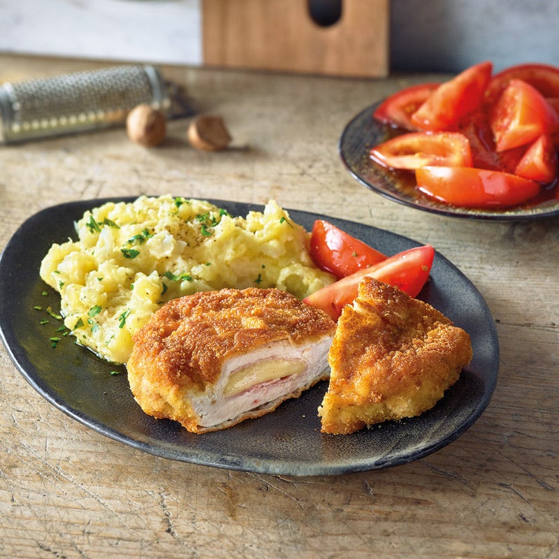 Schnitzel Cordon Bleu mit Kartoffel-Sellerie-Stampf