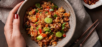 Fried rice med rökt skinka