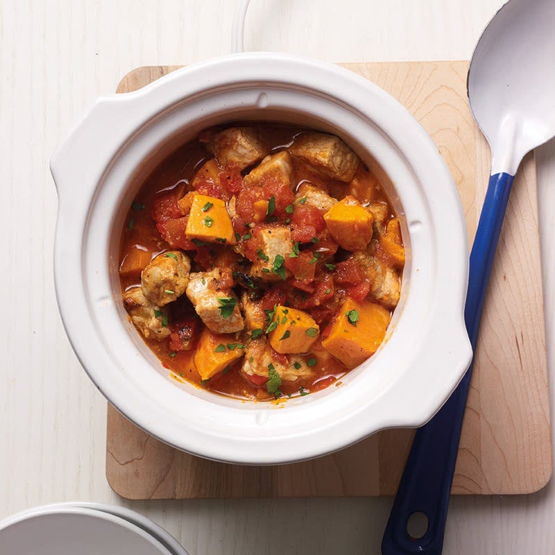 Scharfer Süßkartoffel-Filet-Topf