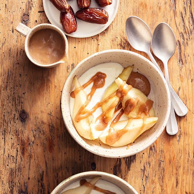 Poire au caramel de dattes
