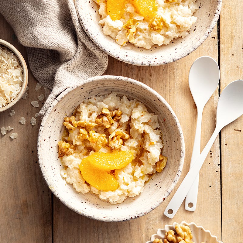 Porridge de riz orange et noix