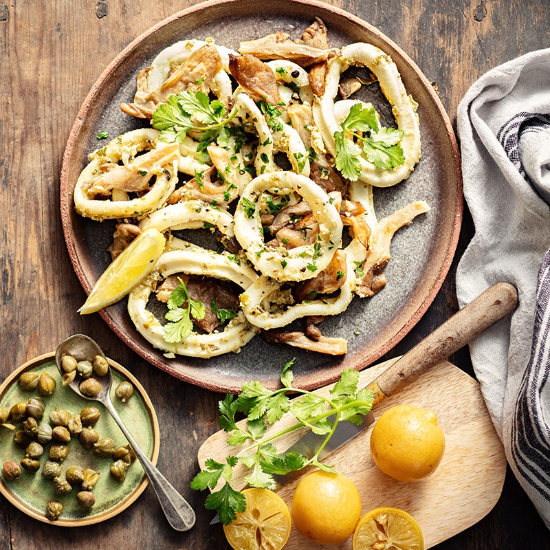 Sauté de calamars aux pleurottes
