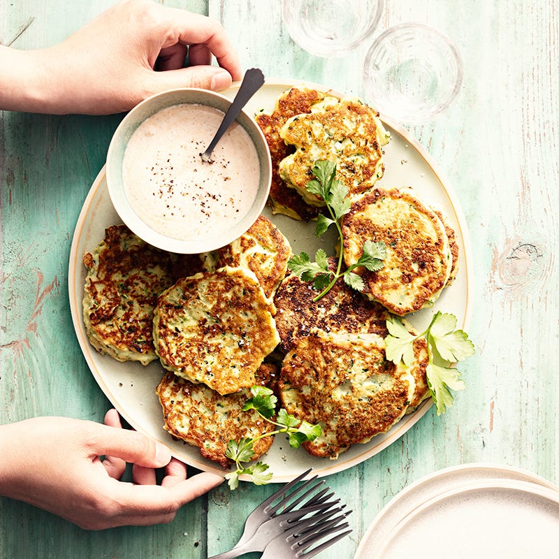 Beignet de poisson courgette sauce yaourt
