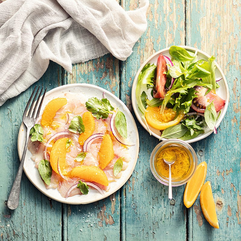 Carpaccio de dorade à l'orange