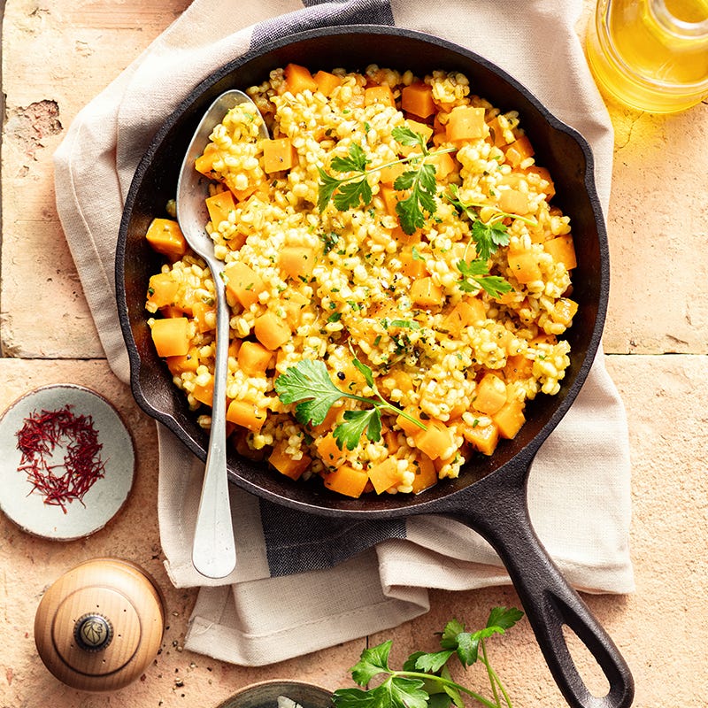 Risotto d'orge à la courge et safran
