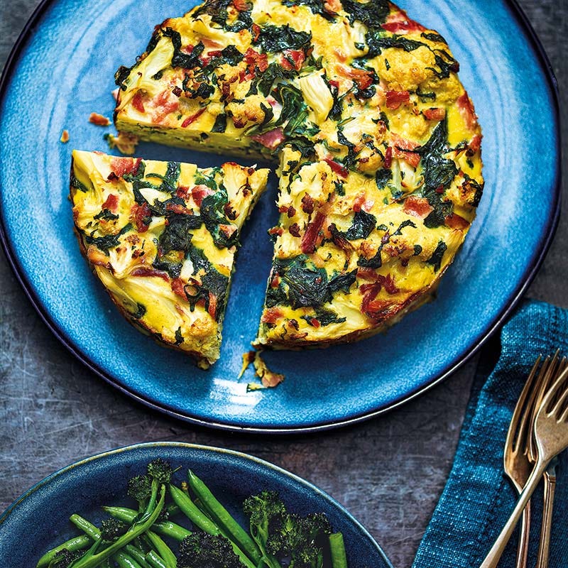 Fritatta mit geröstetem Blumenkohl und Schinken