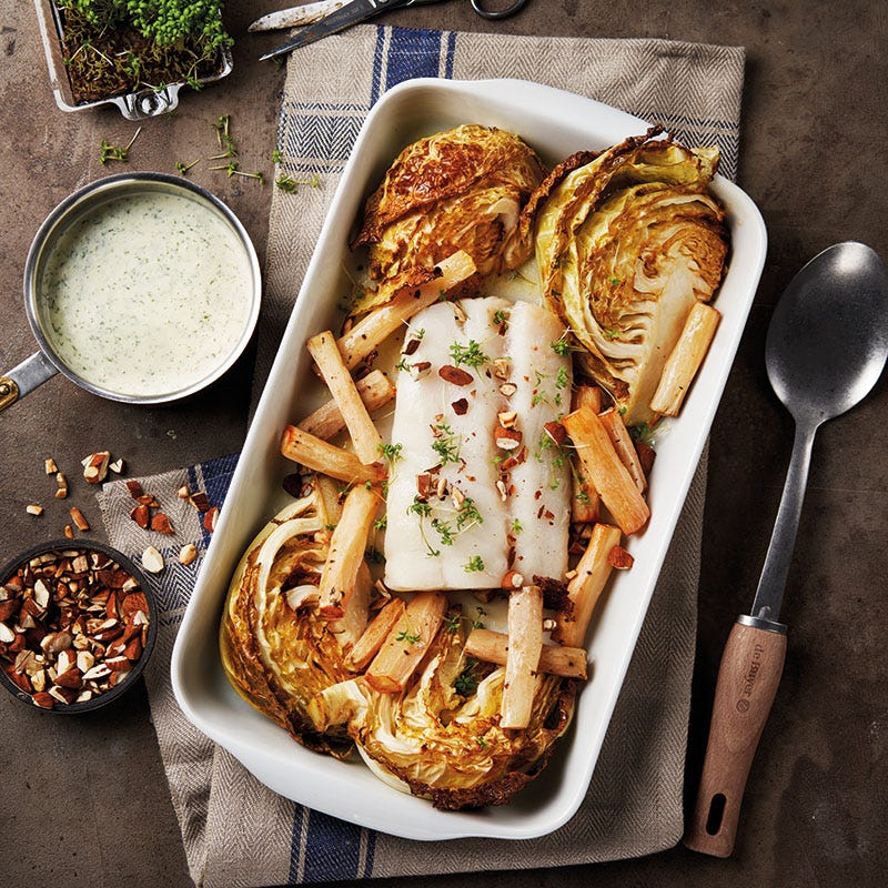 Kabeljau mit Wirsing und Schwarzwurzeln