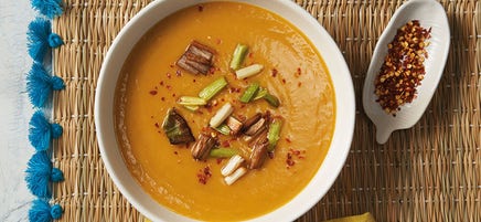 Velouté de patates douces et poireau