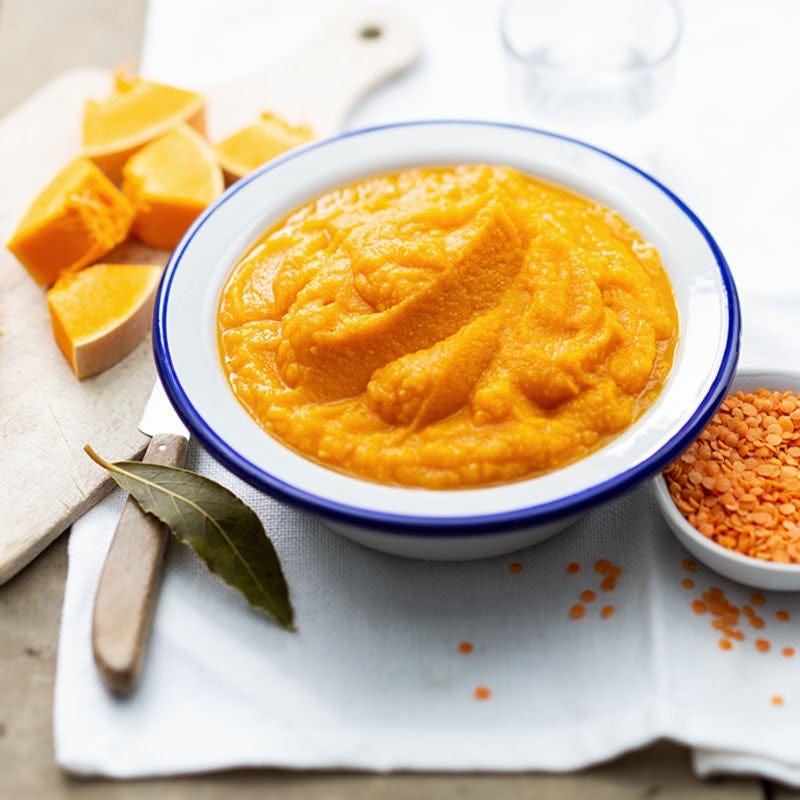 Butternut et lentilles corail en purée