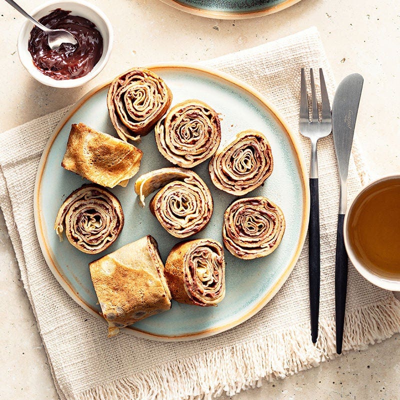 Crêpes roulées et pâte à tartiner