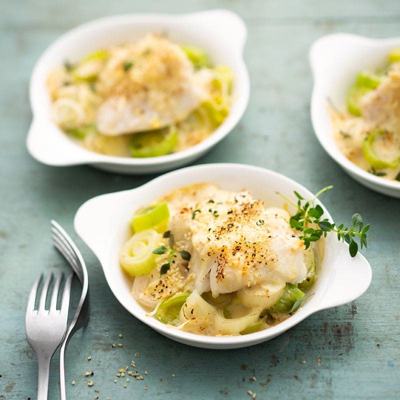Gratin de poisson blanc aux poireaux