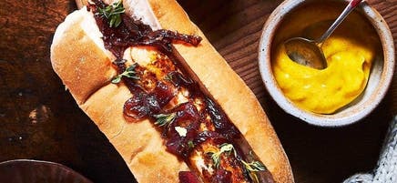 Caramelized onions & thyme hot dog