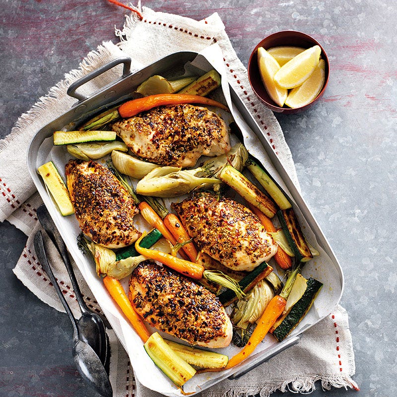 Gebackenes Hähnchen mit Fenchel-Chili-Rub