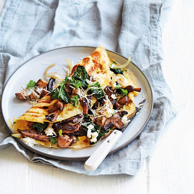 Omelette mit Champignons & Spinat